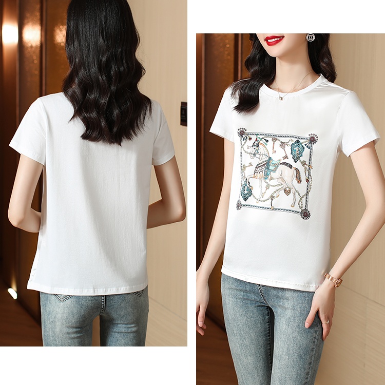 National style tops printing T-shirt for women