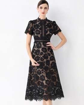 Lace niche formal dress pinched waist dress for women