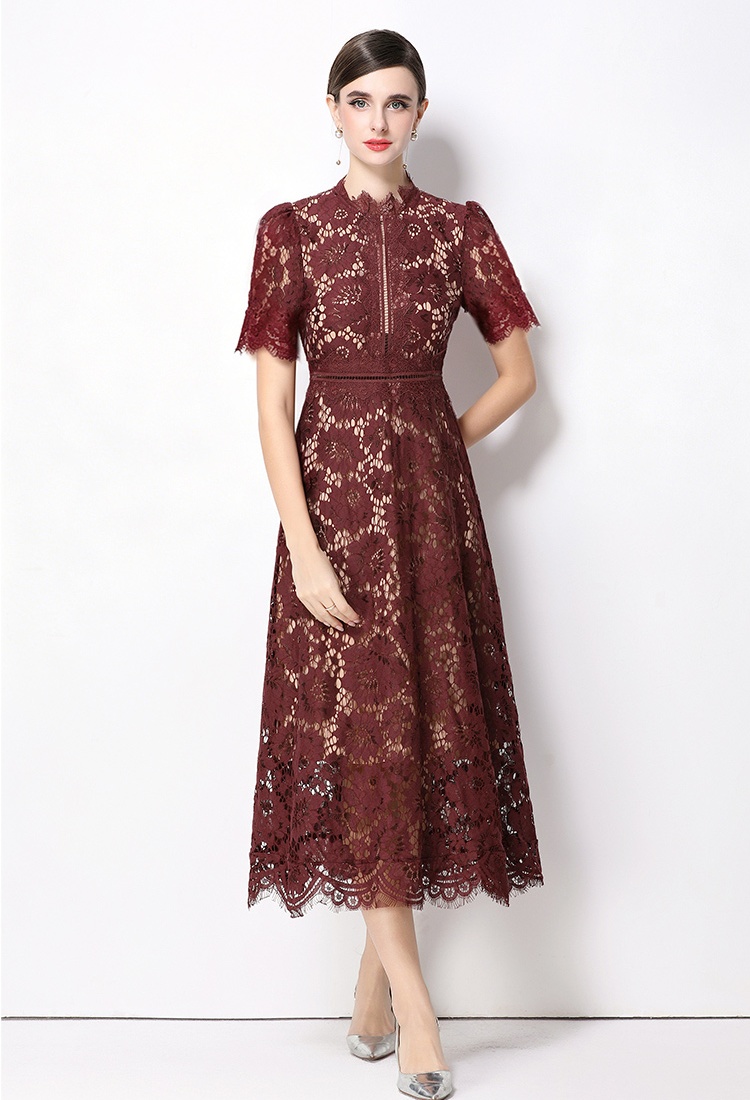 Lace niche formal dress pinched waist dress for women