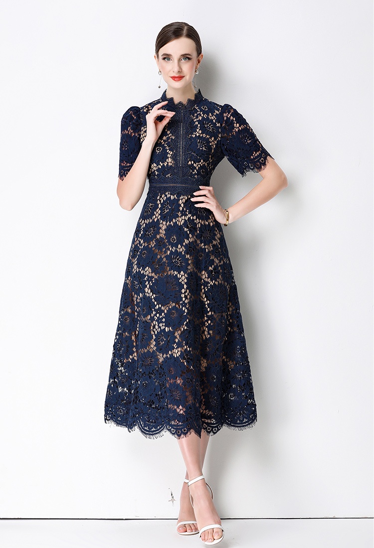 Lace niche formal dress pinched waist dress for women