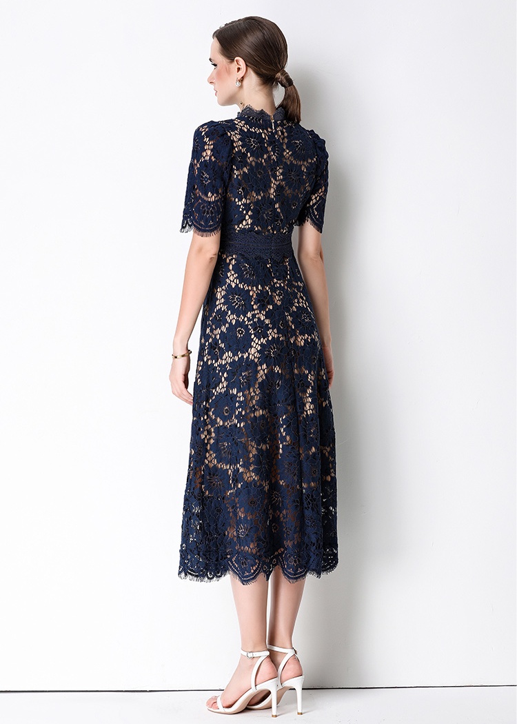 Lace niche formal dress pinched waist dress for women