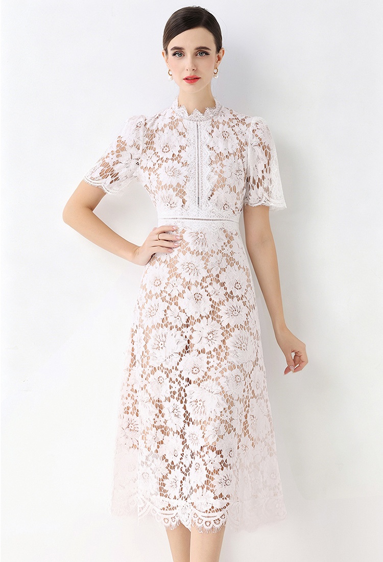 Lace niche formal dress pinched waist dress for women