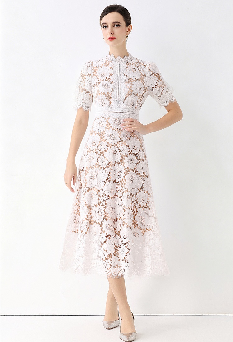 Lace niche formal dress pinched waist dress for women
