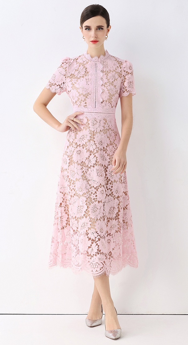 Lace niche formal dress pinched waist dress for women