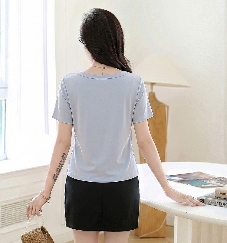 Irregular sequins tops pinched waist T-shirt for women
