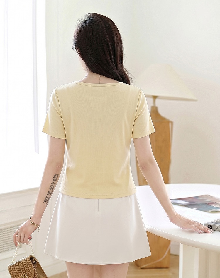 Irregular sequins tops pinched waist T-shirt for women