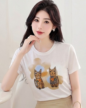 Summer kitty tops printing Korean style T-shirt