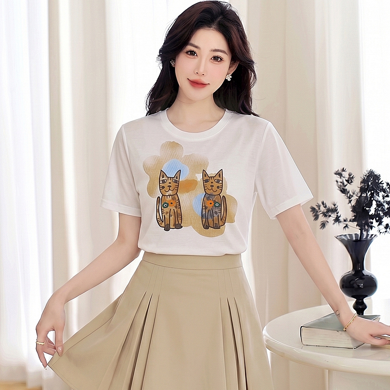 Summer kitty tops printing Korean style T-shirt