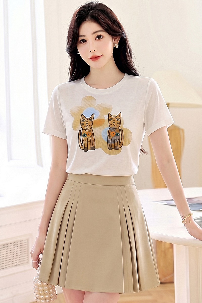 Summer kitty tops printing Korean style T-shirt