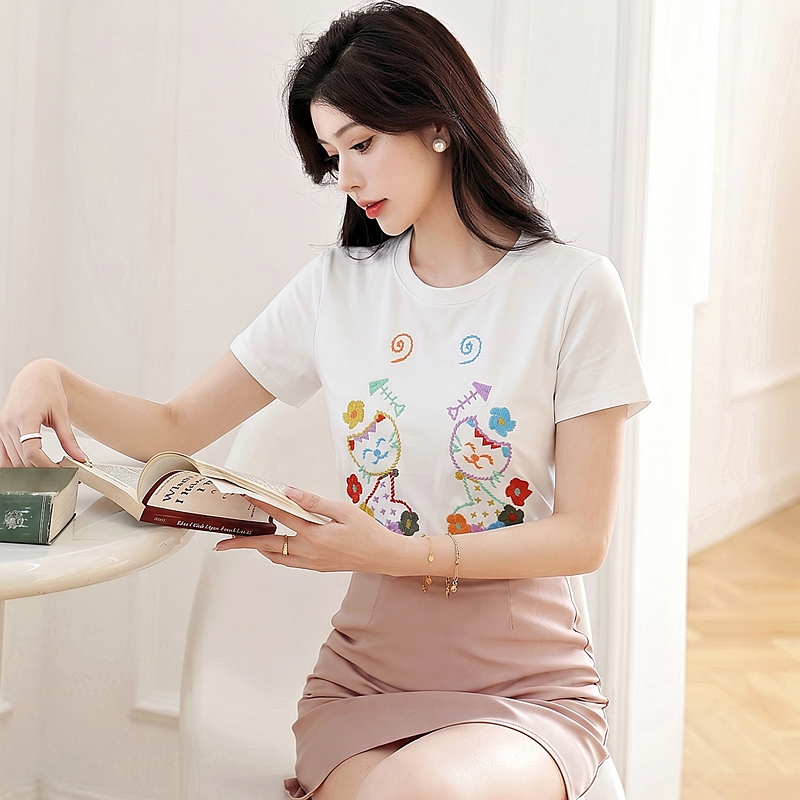 Short sleeve summer tops white niche T-shirt for women