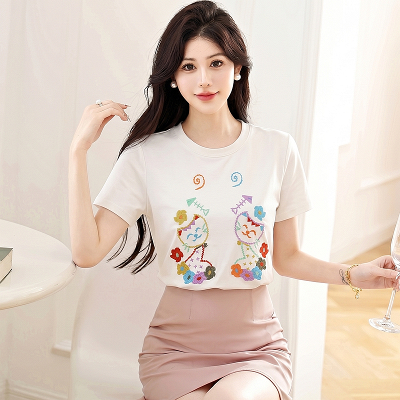 Short sleeve summer tops white niche T-shirt for women