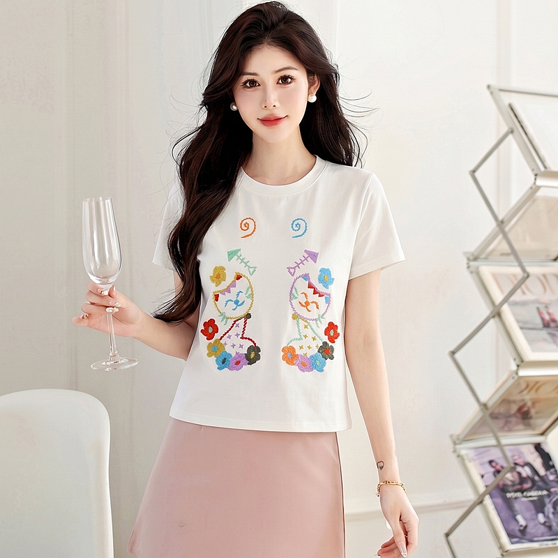 Short sleeve summer tops white niche T-shirt for women