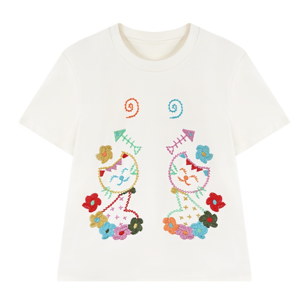 Short sleeve summer tops white niche T-shirt for women