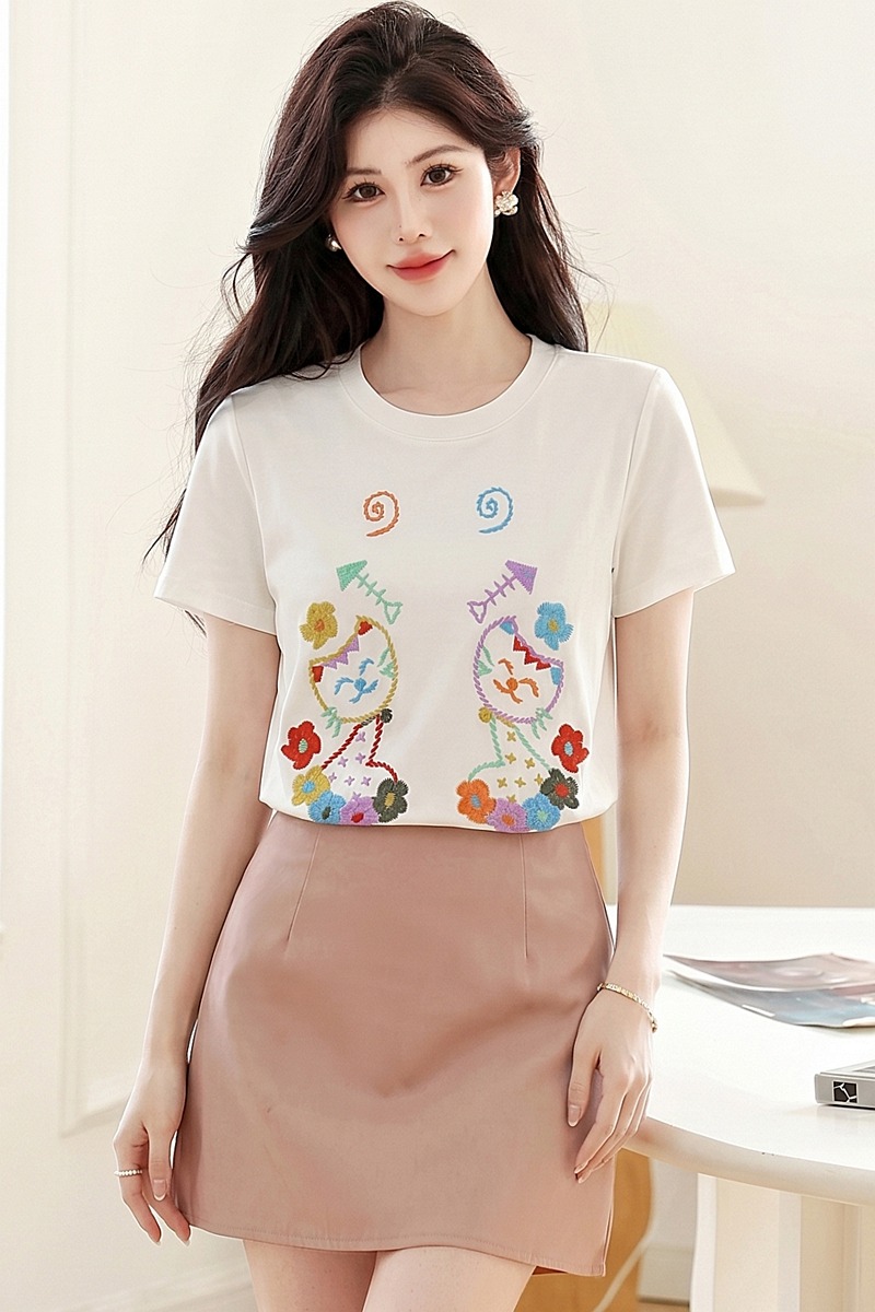 Short sleeve summer tops white niche T-shirt for women