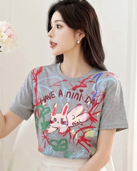Slim thin summer T-shirt short sleeve cartoon tops for women
