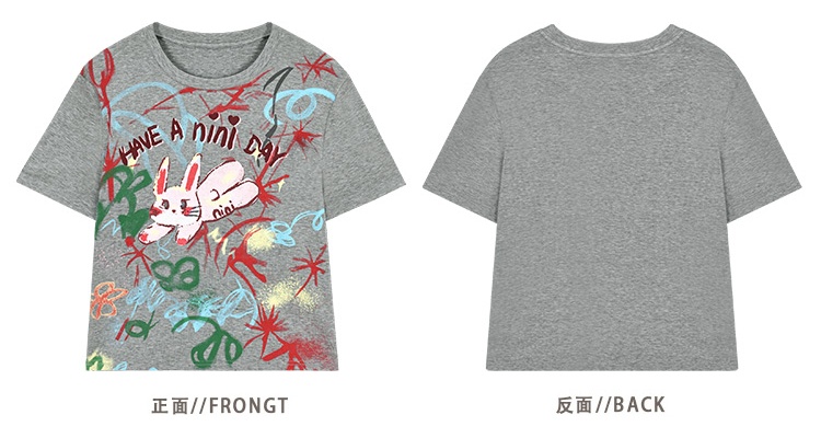 Slim thin summer T-shirt short sleeve cartoon tops for women