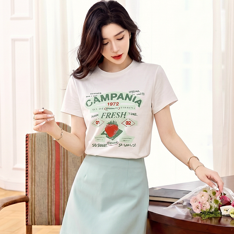 Summer printing tops American style T-shirt for women