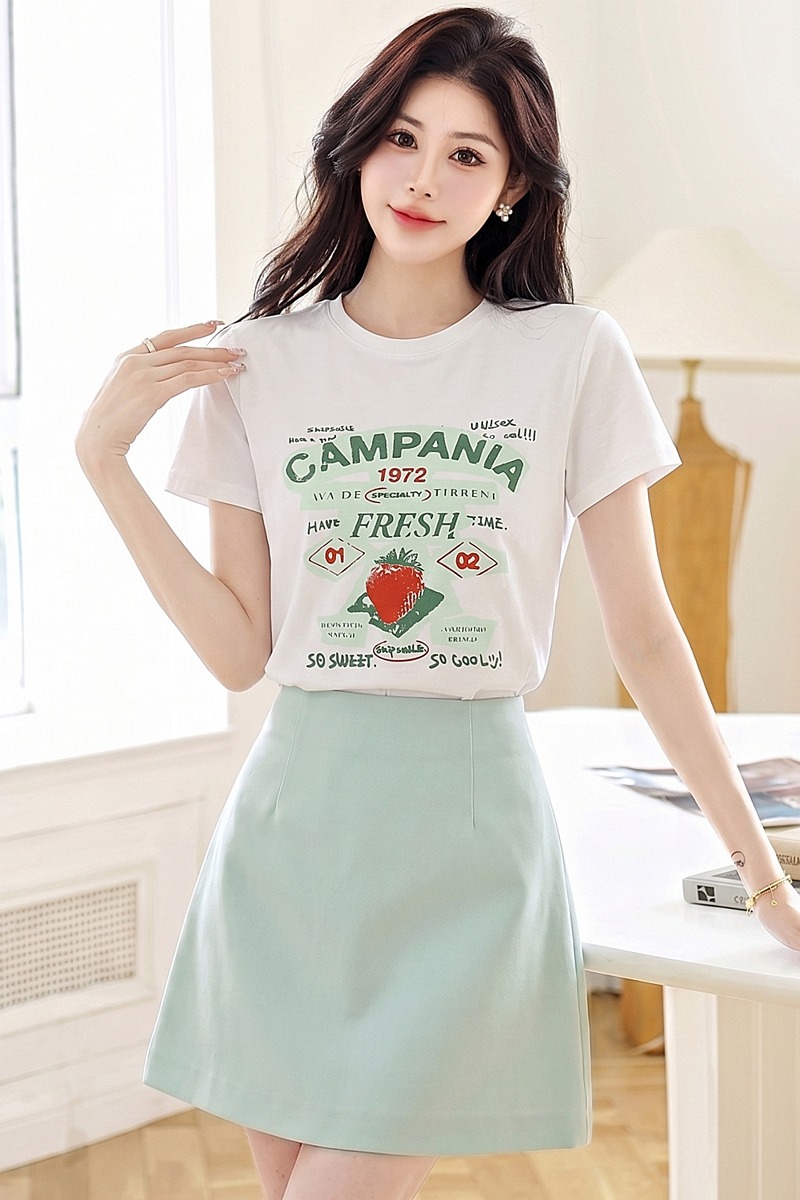 Summer printing tops American style T-shirt for women
