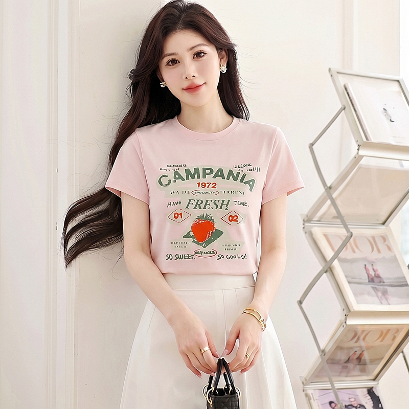 Summer printing tops American style T-shirt for women