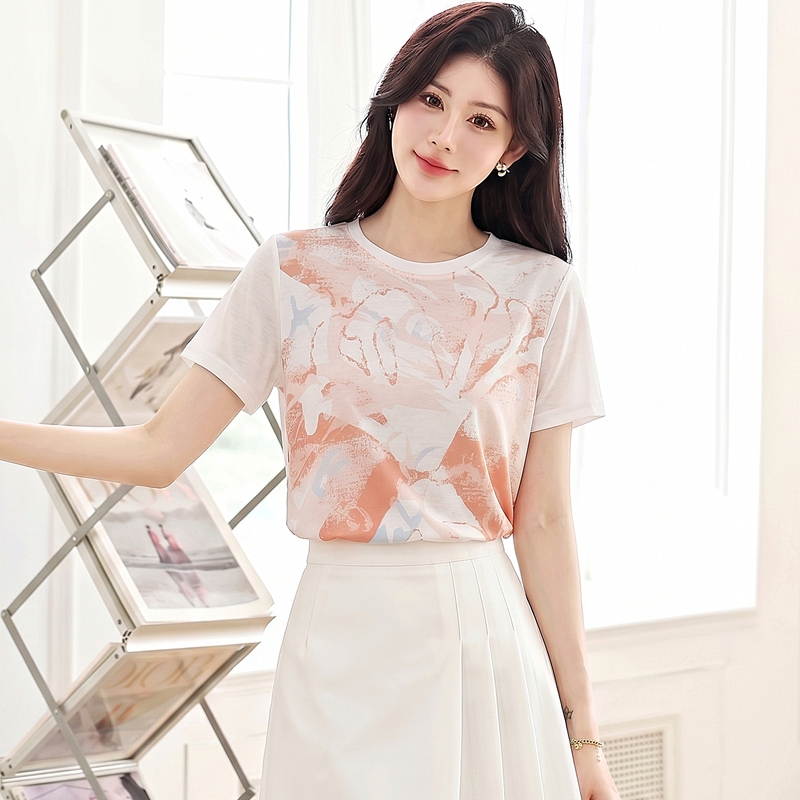 Summer short sleeve white T-shirt unique slim tops