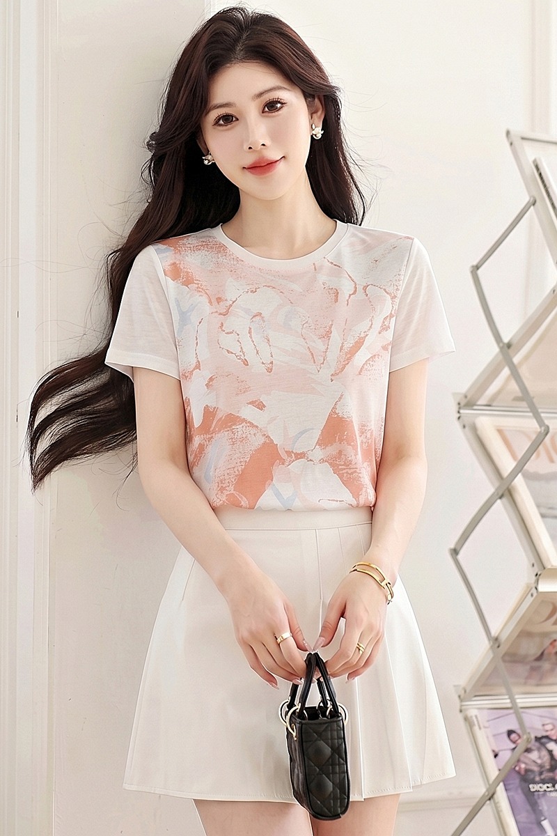 Summer short sleeve white T-shirt unique slim tops