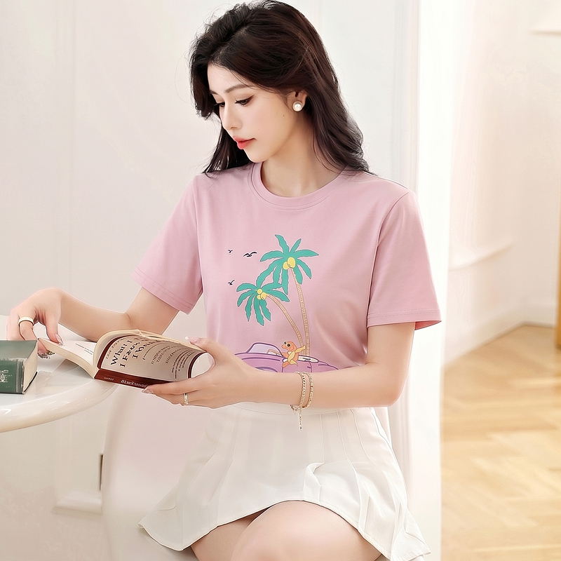 Printing loose tops summer short sleeve T-shirt for women