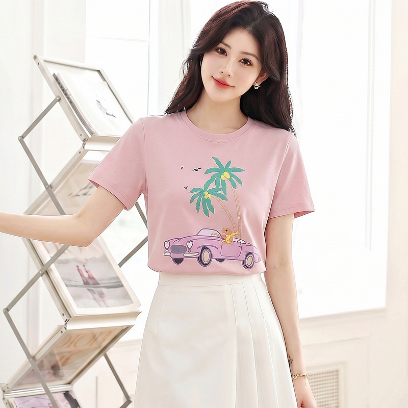 Printing loose tops summer short sleeve T-shirt for women