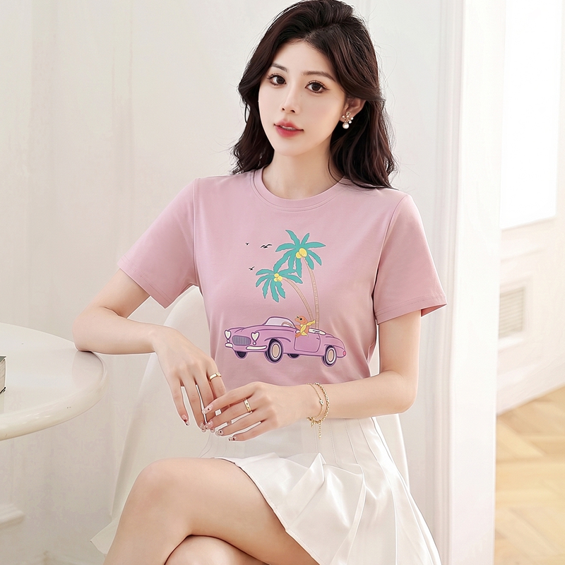 Printing loose tops summer short sleeve T-shirt for women