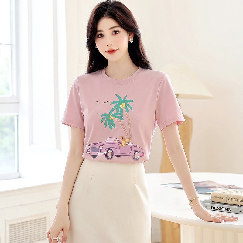 Printing loose tops summer short sleeve T-shirt for women