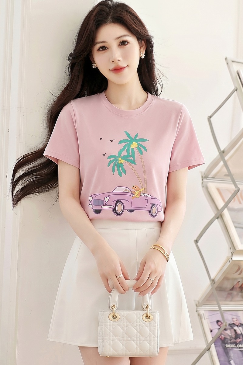 Printing loose tops summer short sleeve T-shirt for women