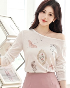 France style long sleeve smock all-match white tops for women