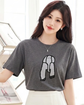 Summer slim tops short sleeve printing T-shirt for women