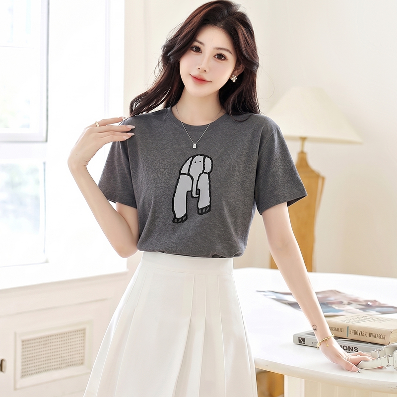 Summer slim tops short sleeve printing T-shirt for women