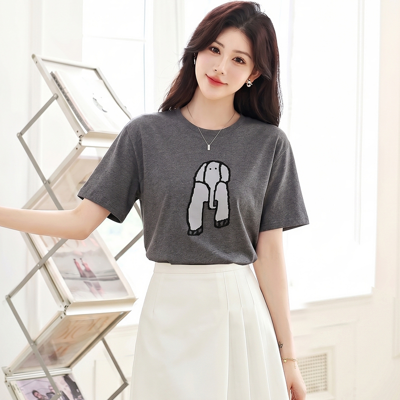 Summer slim tops short sleeve printing T-shirt for women