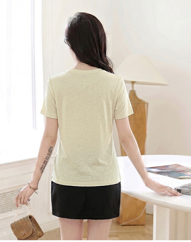Short sleeve niche T-shirt apricot unique tops for women