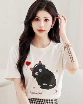 Kitty short tops heart fashion T-shirt for women