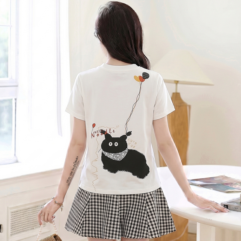 Kitty short tops heart fashion T-shirt for women