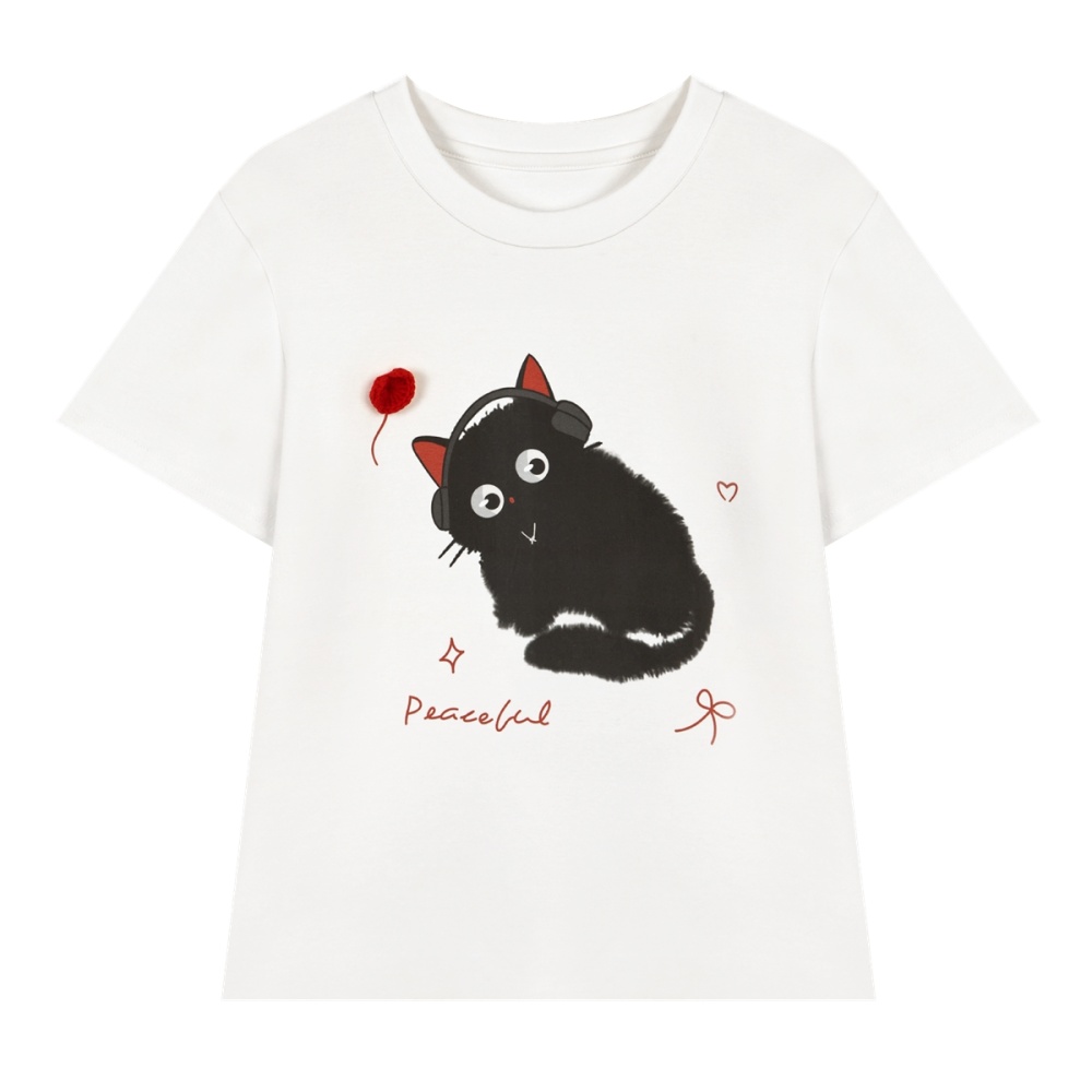 Kitty short tops heart fashion T-shirt for women