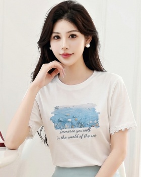 Painting summer tops printing T-shirt for women