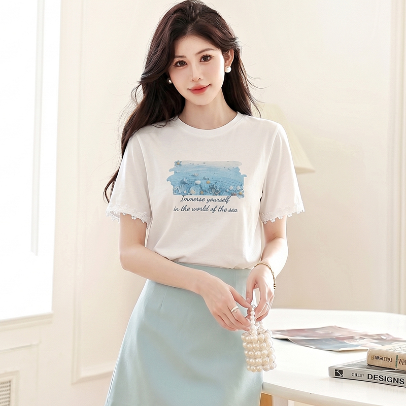 Painting summer tops printing T-shirt for women