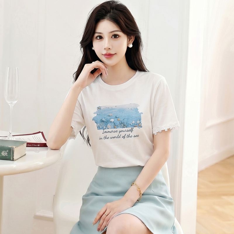 Painting summer tops printing T-shirt for women