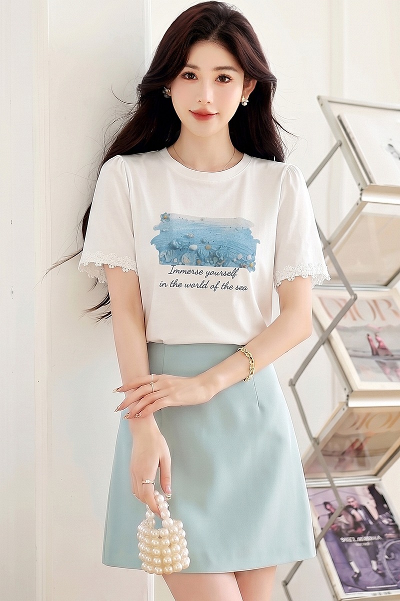 Painting summer tops printing T-shirt for women