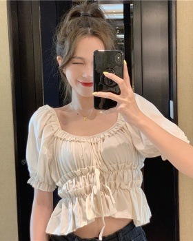 Sweet short sleeve puff sleeve France style tops