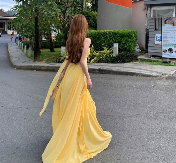 Chiffon seaside Greece sling dress for women