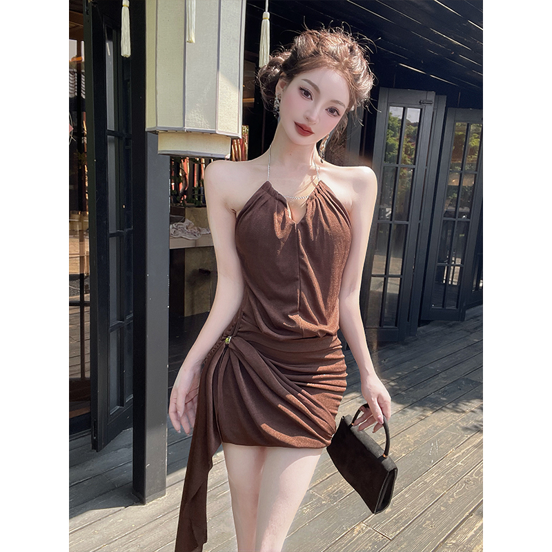 Halter streamer formal dress sexy summer T-back