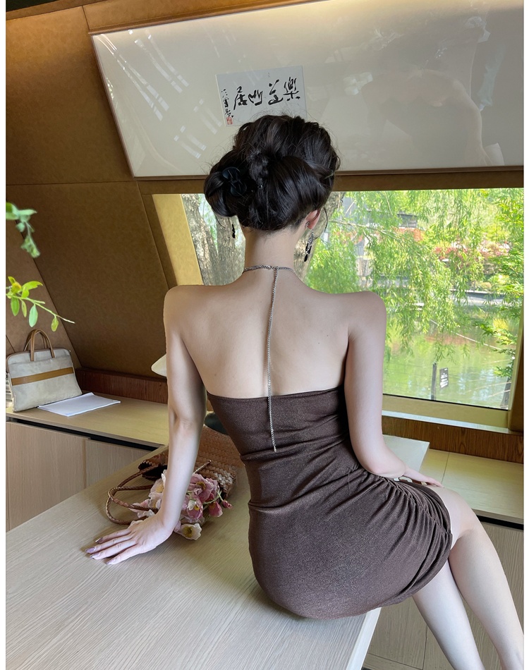 Halter streamer formal dress sexy summer T-back