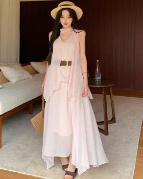 Chiffon France style tops streamer long skirt 2pcs set
