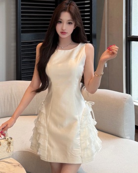 Bow summer elegant dress splice halter sleeveless dress