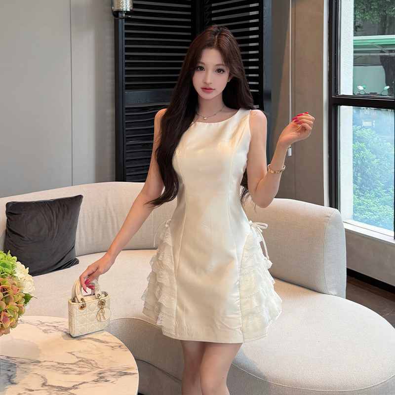 Bow summer elegant dress splice halter sleeveless dress