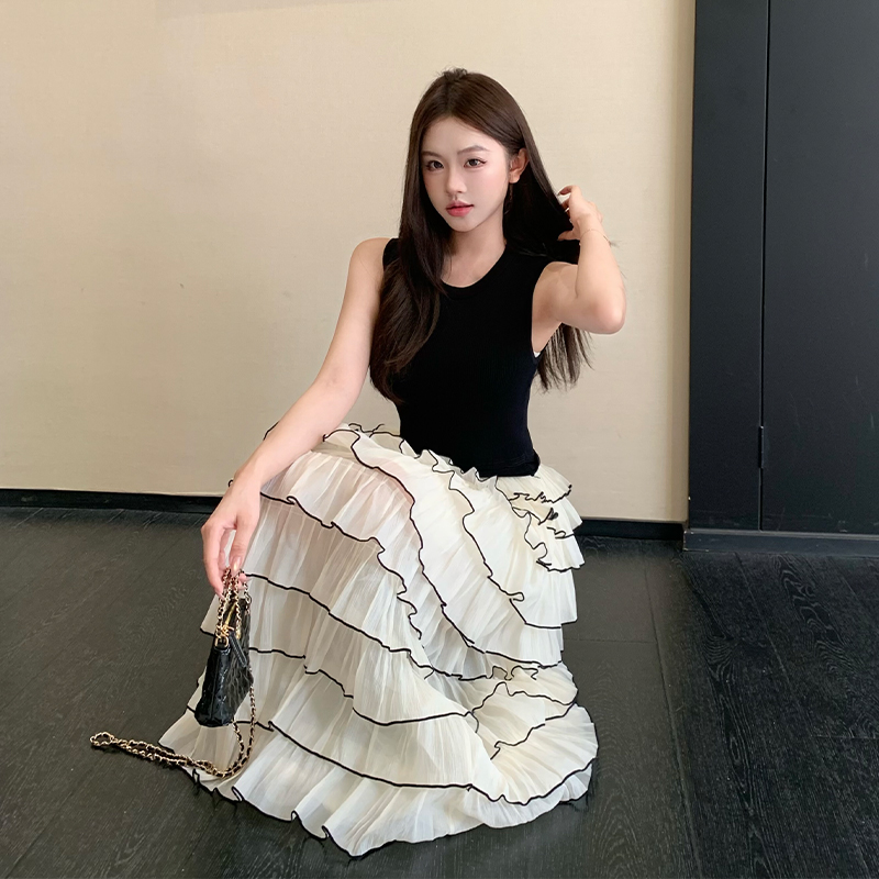 Cake Pseudo-two dress France style long dress